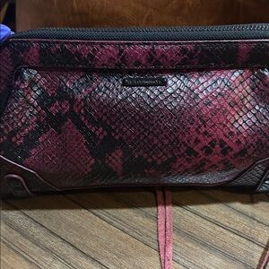 Rebecca Minkoff snakeskin embossed clutch burgundy black clutch